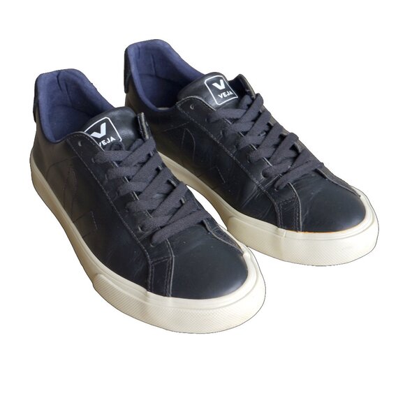 Veja Mens Black Leather Smart Sneaker Shoes Size 8 US - Picture 2 of 11